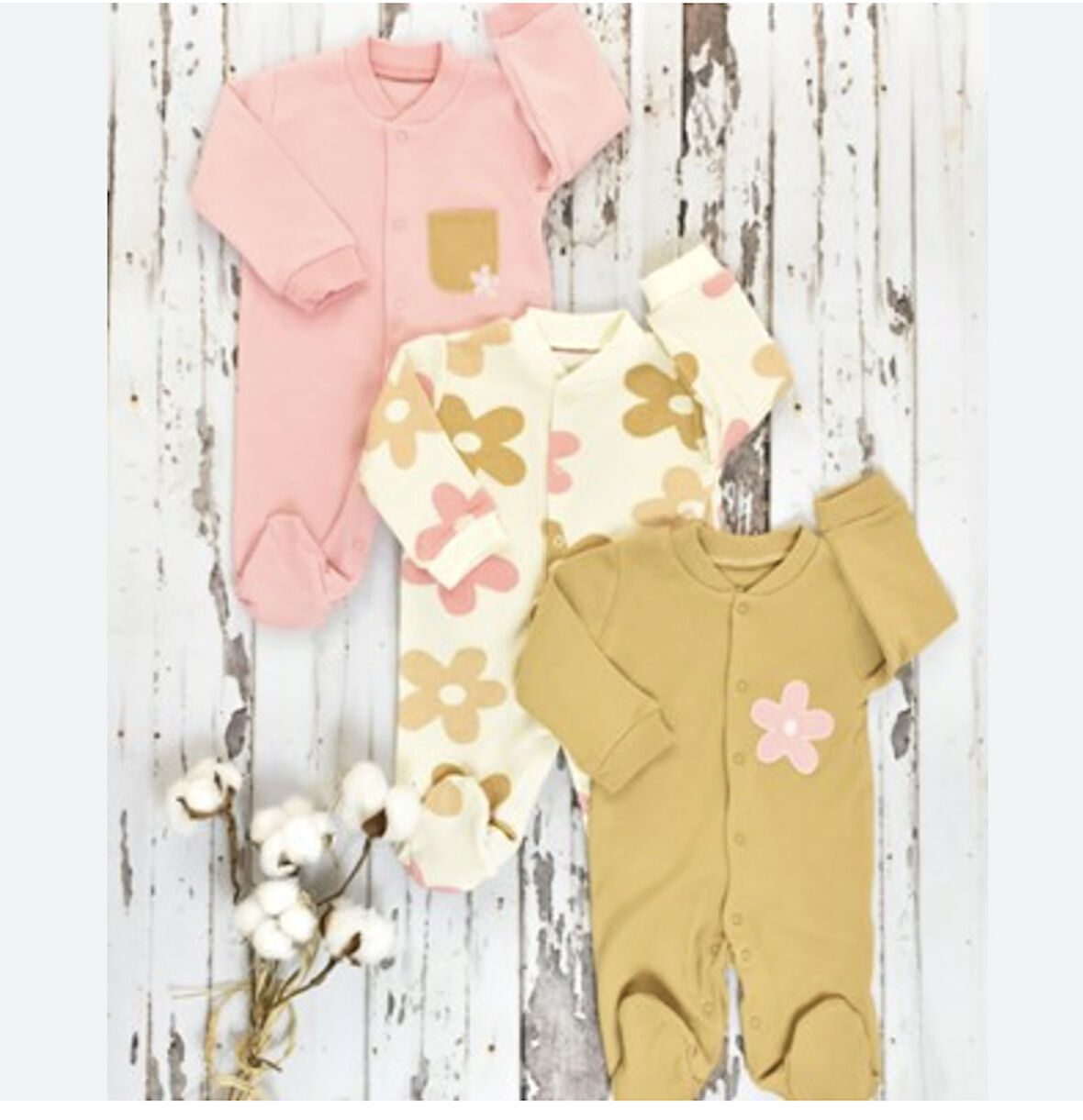 Retro Flowers Tek Boy Üçlü Tulum