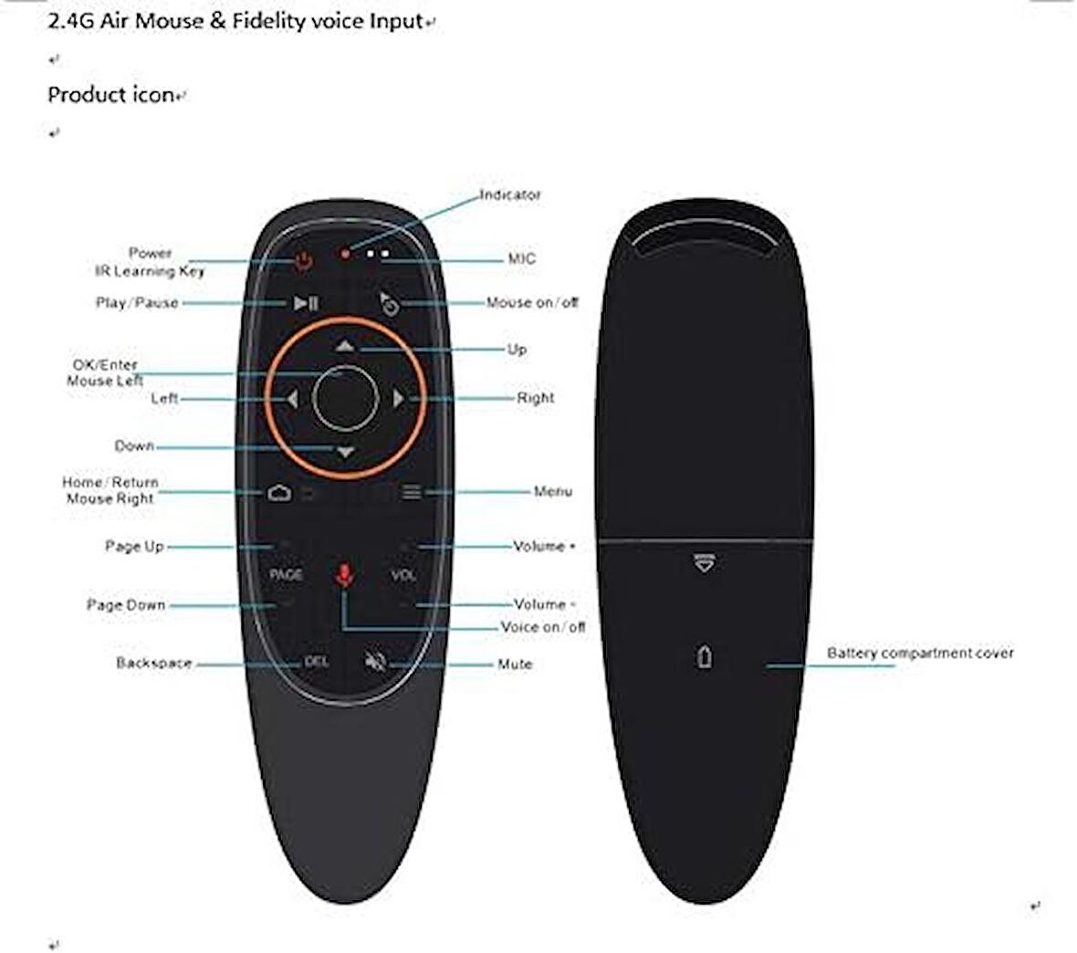 Android-Windows-Linux-TV Box-Mac OS Uyumlu 2.4 Ghz Ses Komutlu Wireless Air Mouse Uzaktan Kumanda