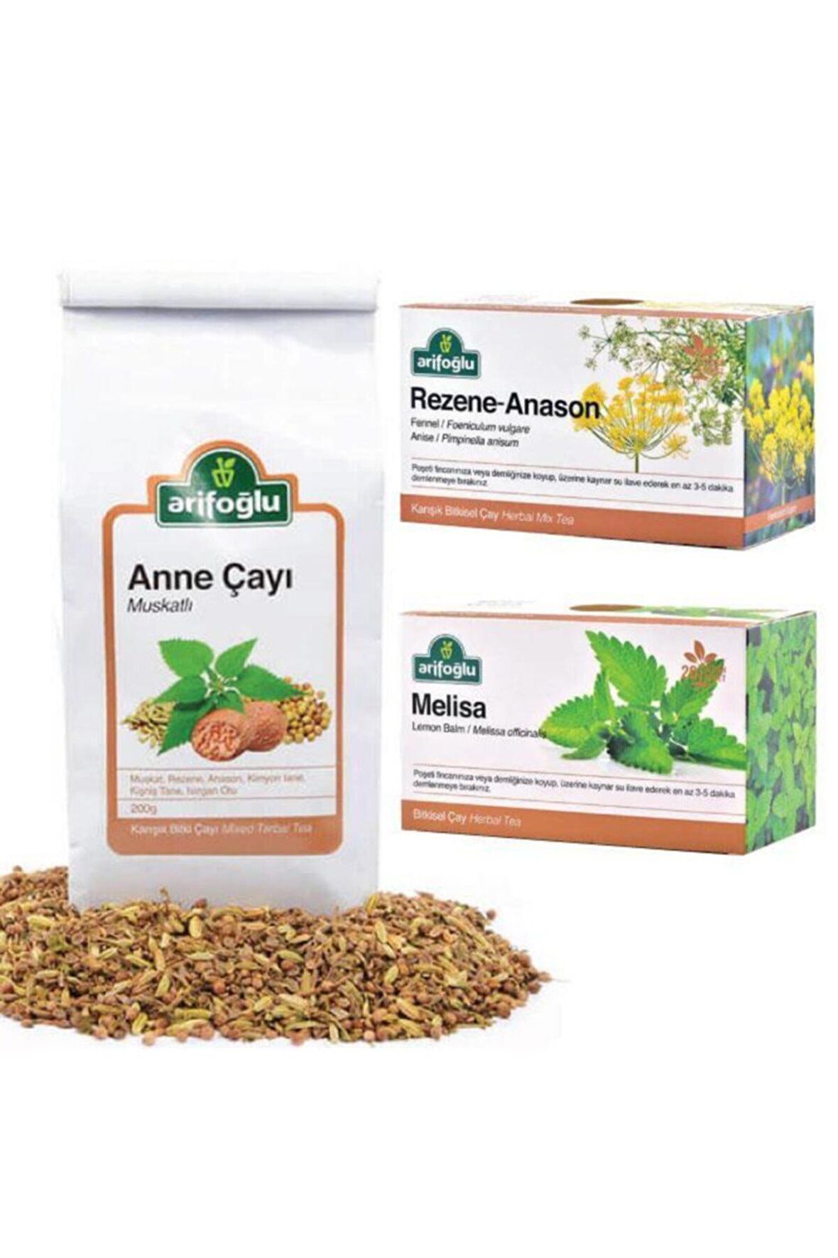 Arifoğlu Anne Çayı 200gr + Rezene Anason Süzen 20li + Melisa Süzen 20li