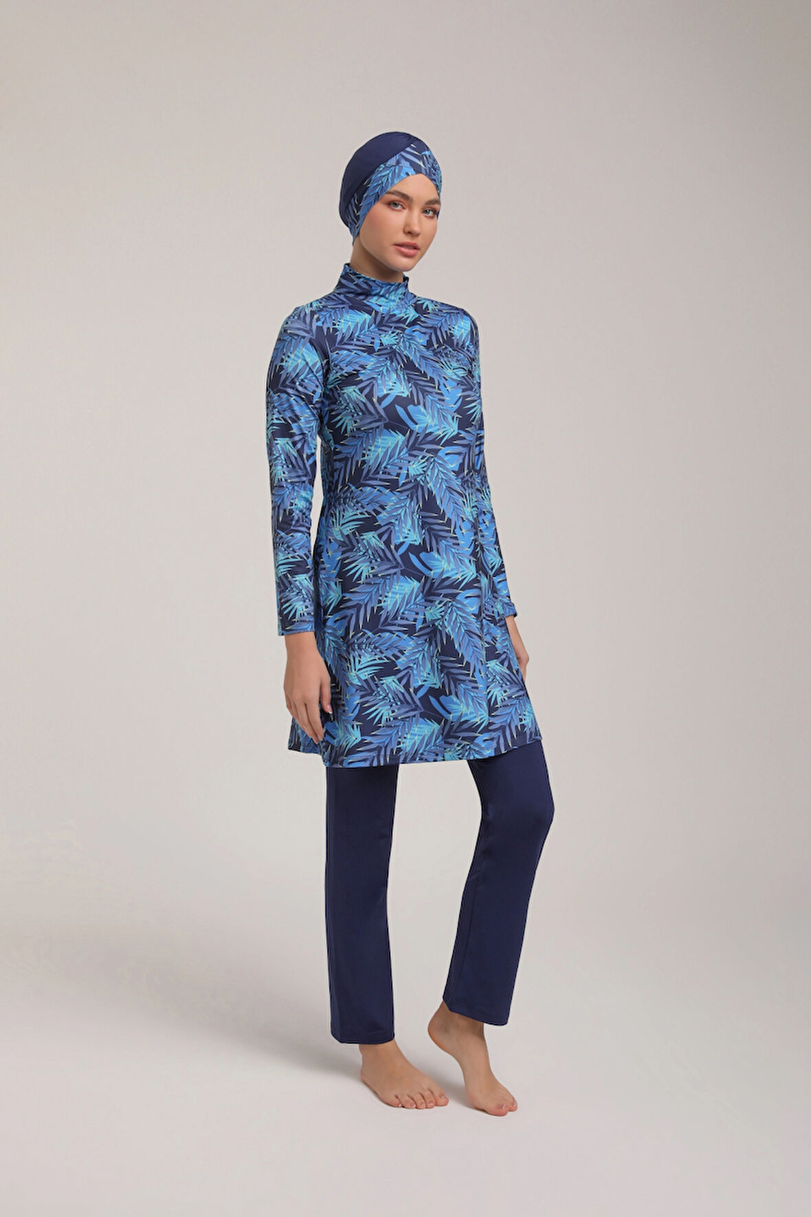 Desenli Kadın Tesettür Mayo Takımı 5260