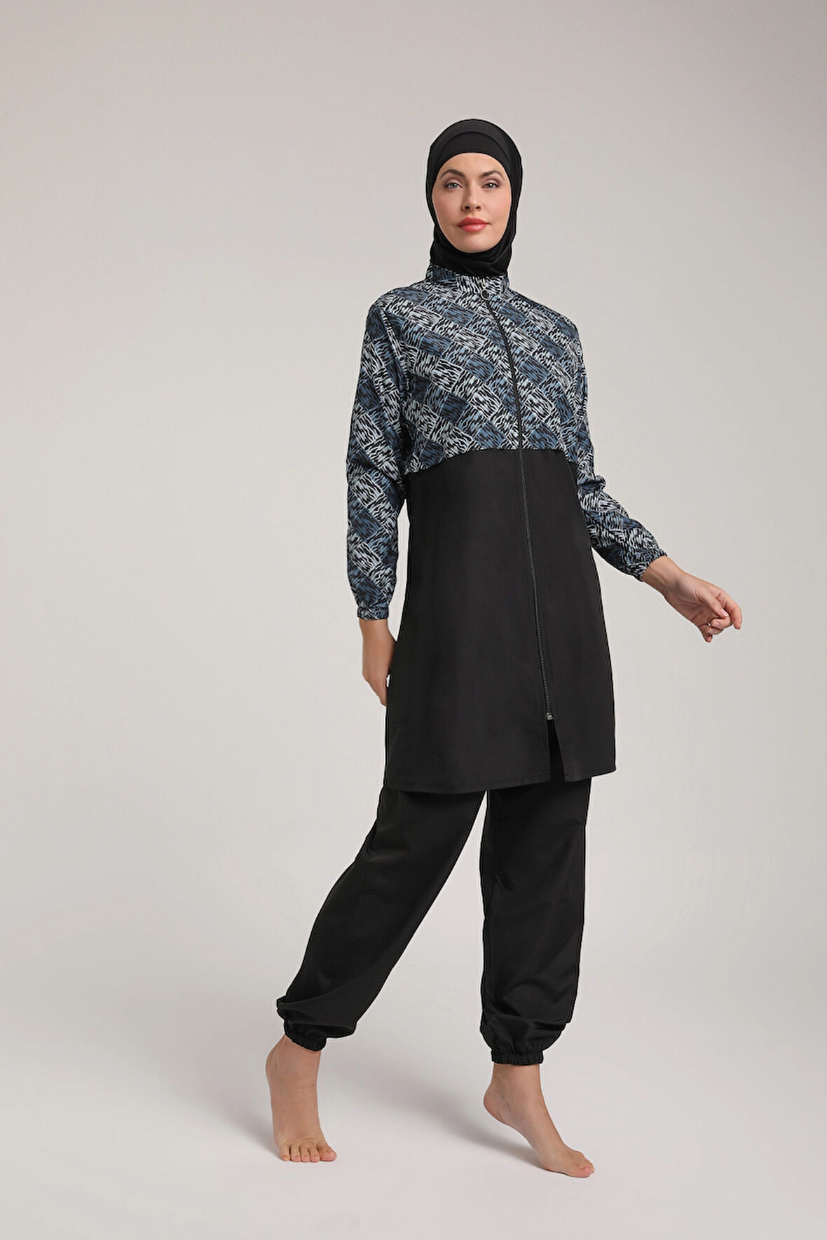 Desenli Kadın Tesettür Mayo Takım 5440