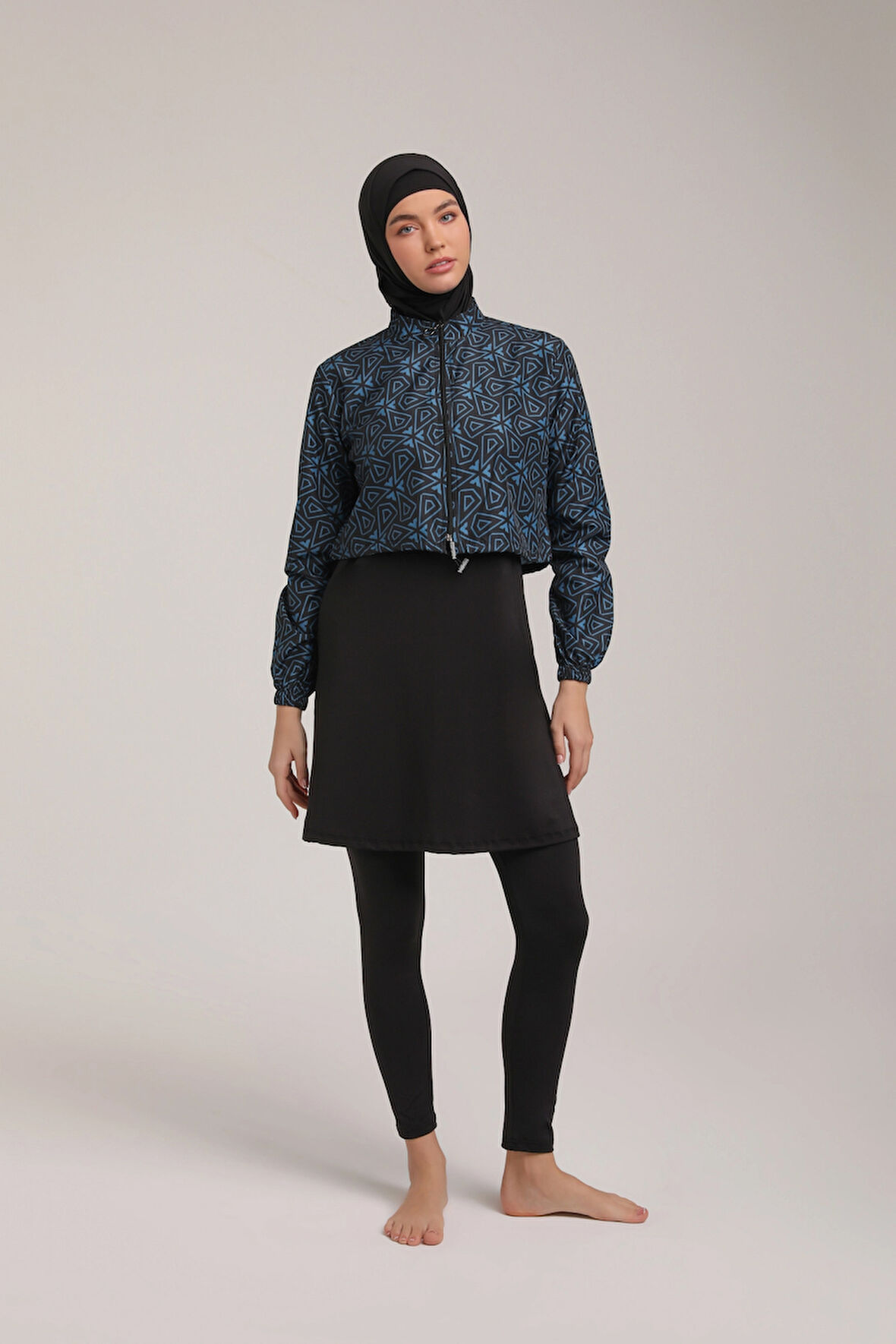 Desenli Kadın Tesettür Mayo Takım 5470