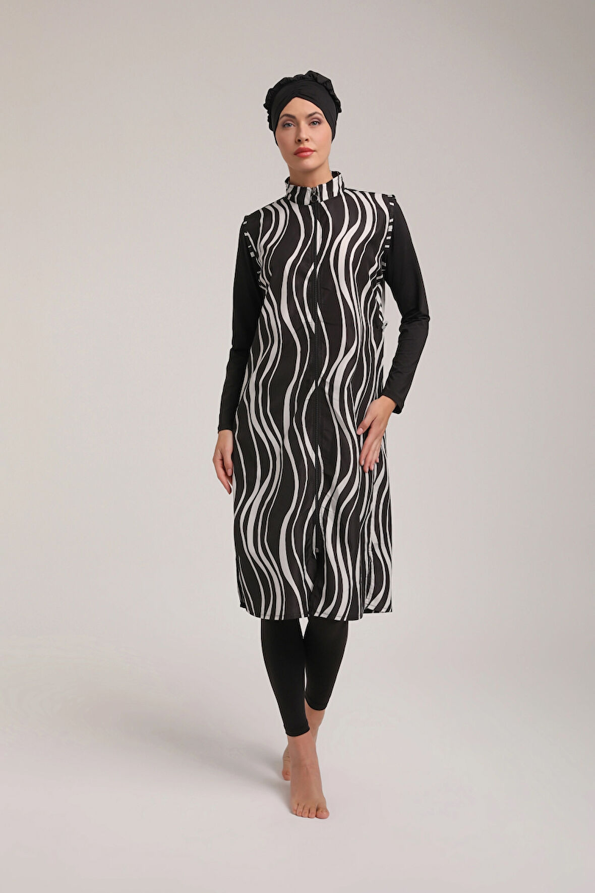 Desenli Kadın Tesettür Mayo Takım 5480