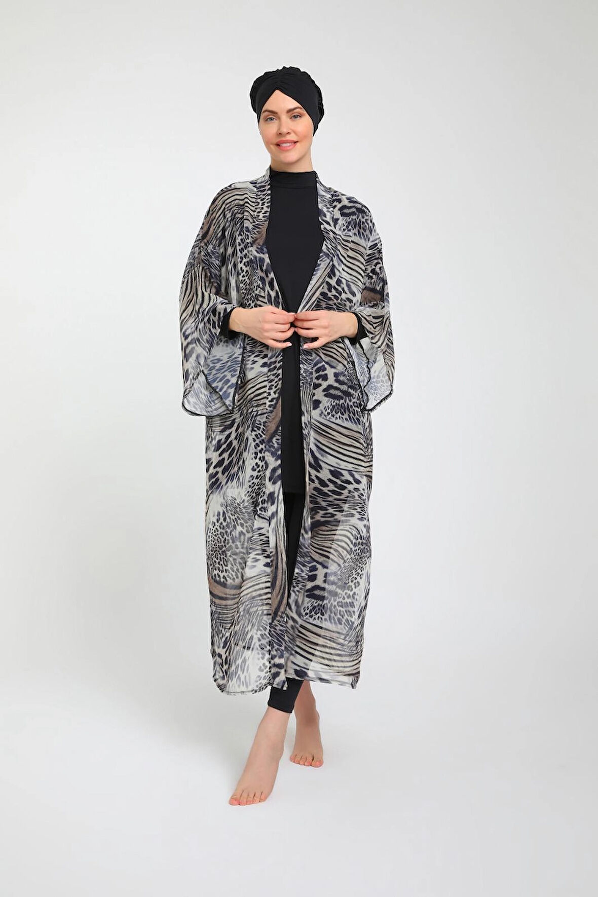 Desenli Kadın Tesettür Mayo Takım 3790