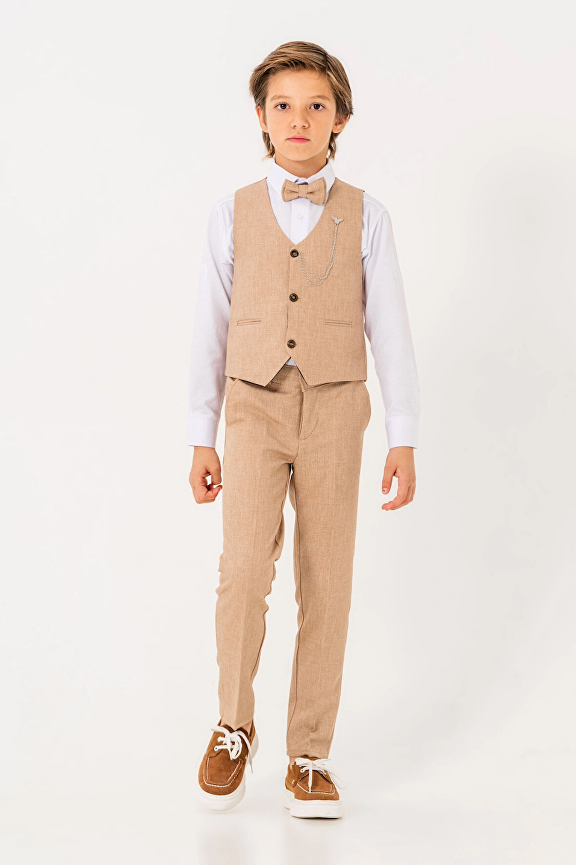 Papyonlu Yelekli Takım Elbise 3003