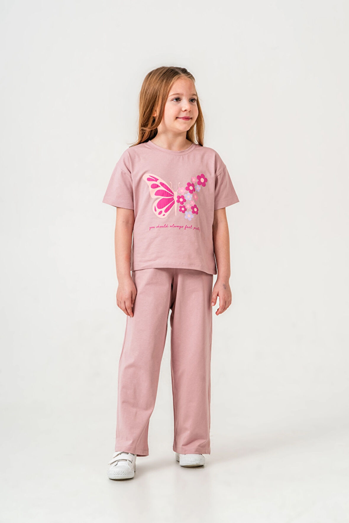 Kelebek Baskılı Kız Çocuk Takım 034