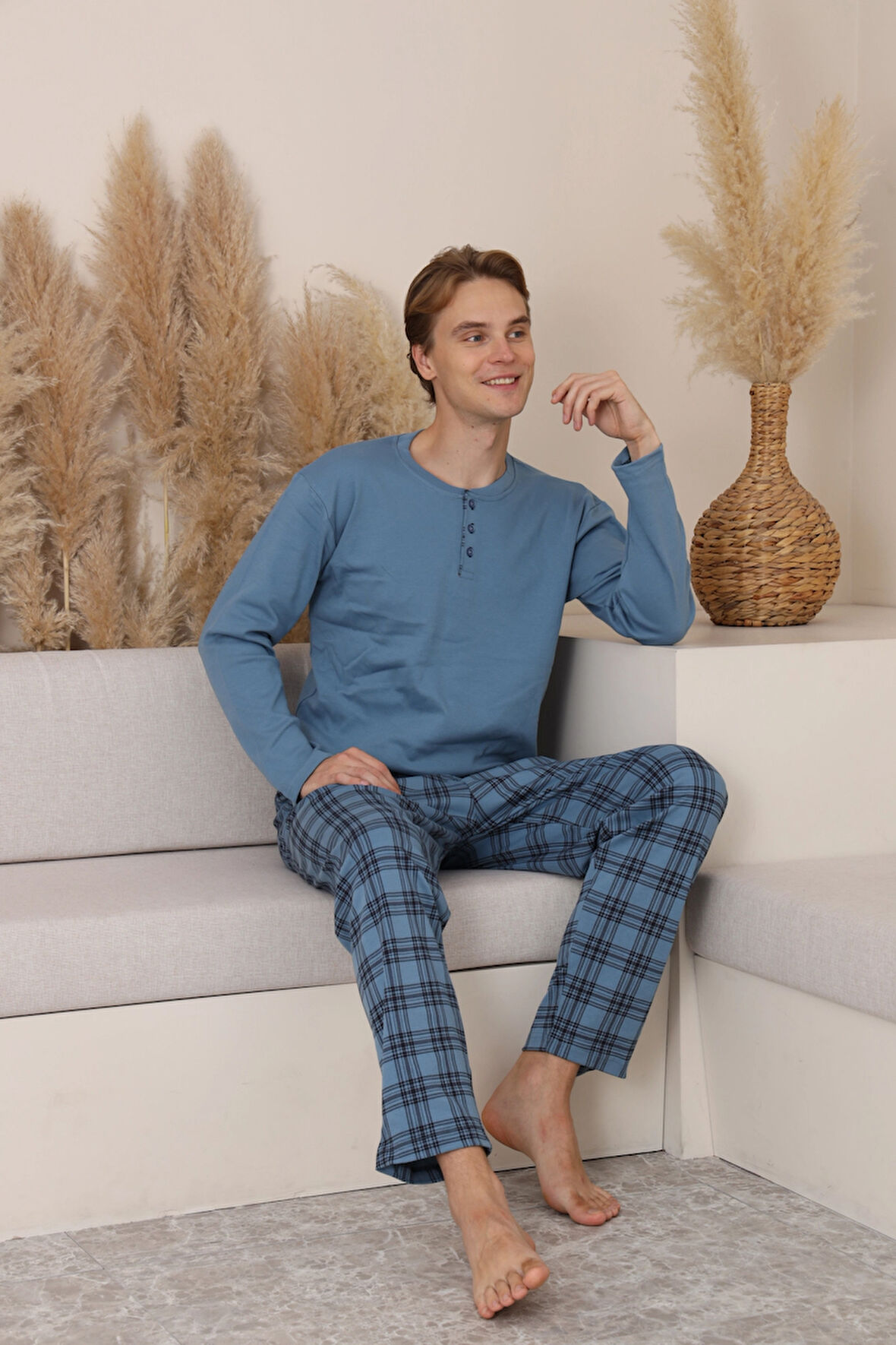 Desenli Erkek Pijama Takımı 16675