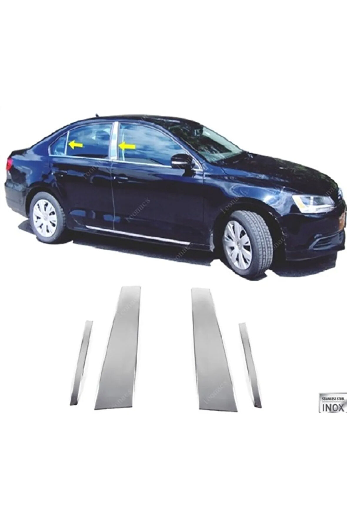 Vw Jetta Krom Kapı Direk Seti 4 Parça 2010-2015 Arası Paslanmaz Çelik