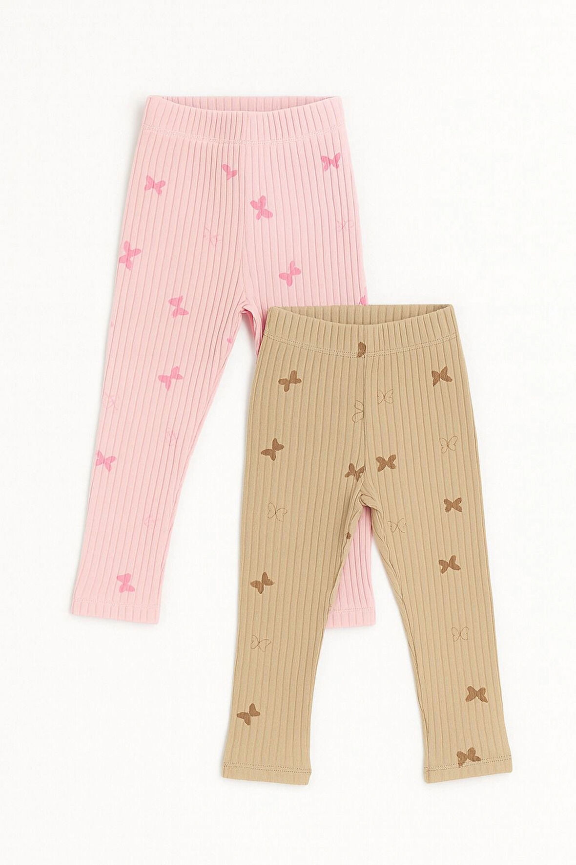 Kelebek Baskılı Kız Çocuk 2'li Tayt 20605-2