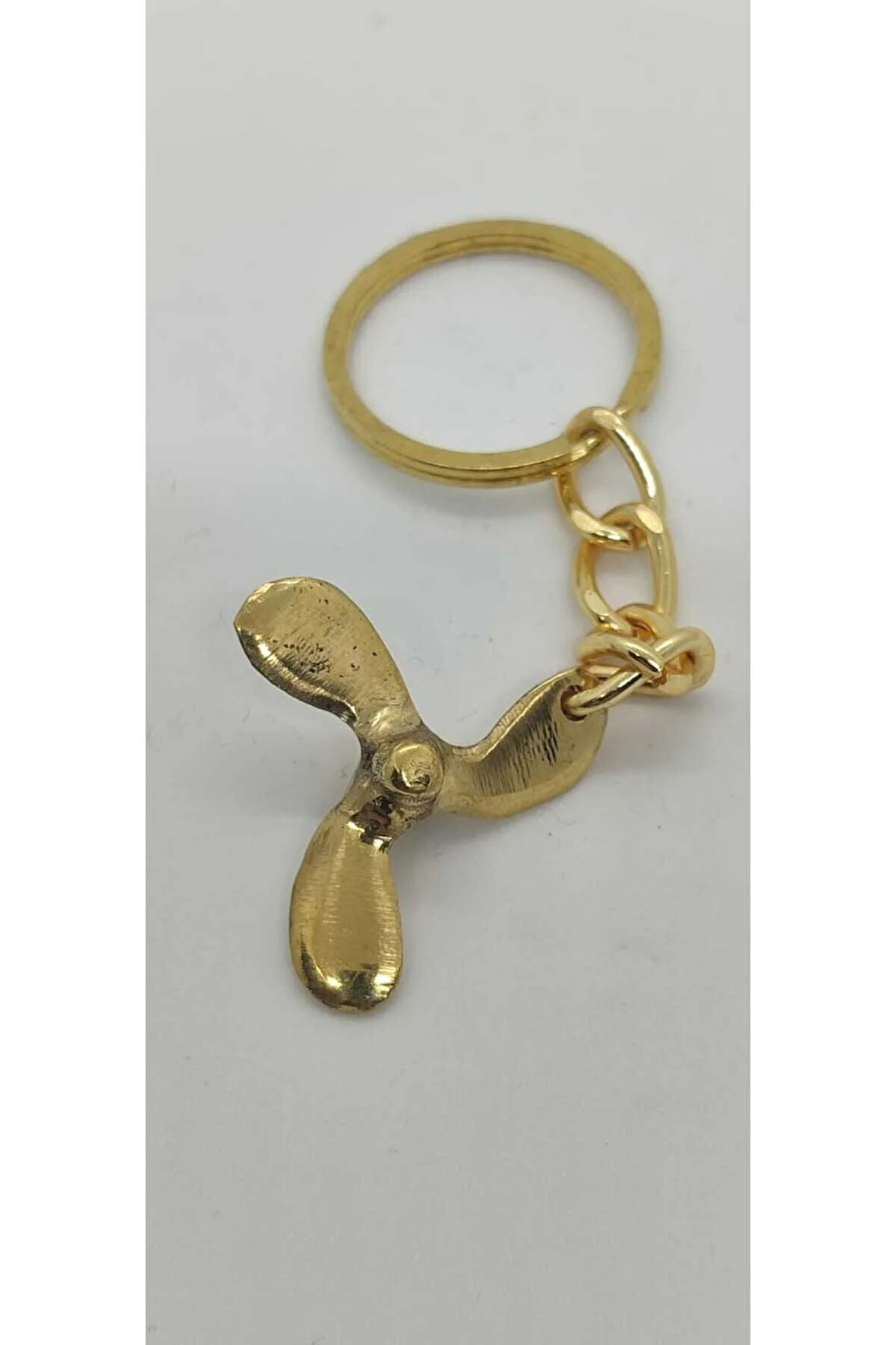 Pirinç 3 Kanatlı Pervane Anahtarlık  ( 3cm )