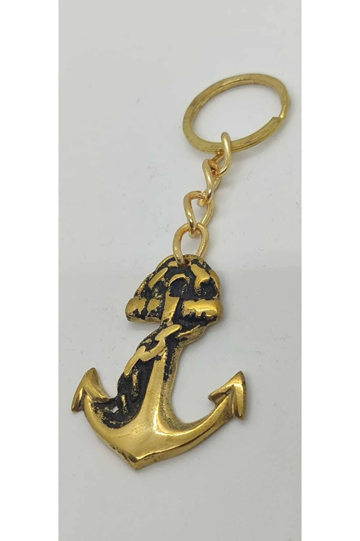 Pirinç Zincirli Çıpa Anahtarlık ( 5,5 cm )