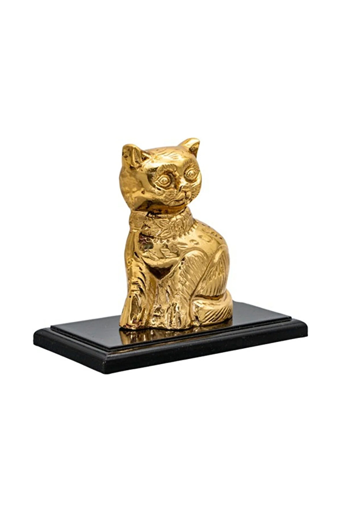 Pirinç Masa Üstü Biblo Kedi ( Sarı )