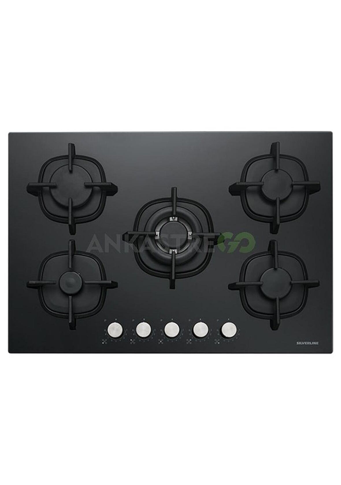 Silverline CS5426B01 75 cm Wok Gözlü Siyah Cam Ankastre Ocak