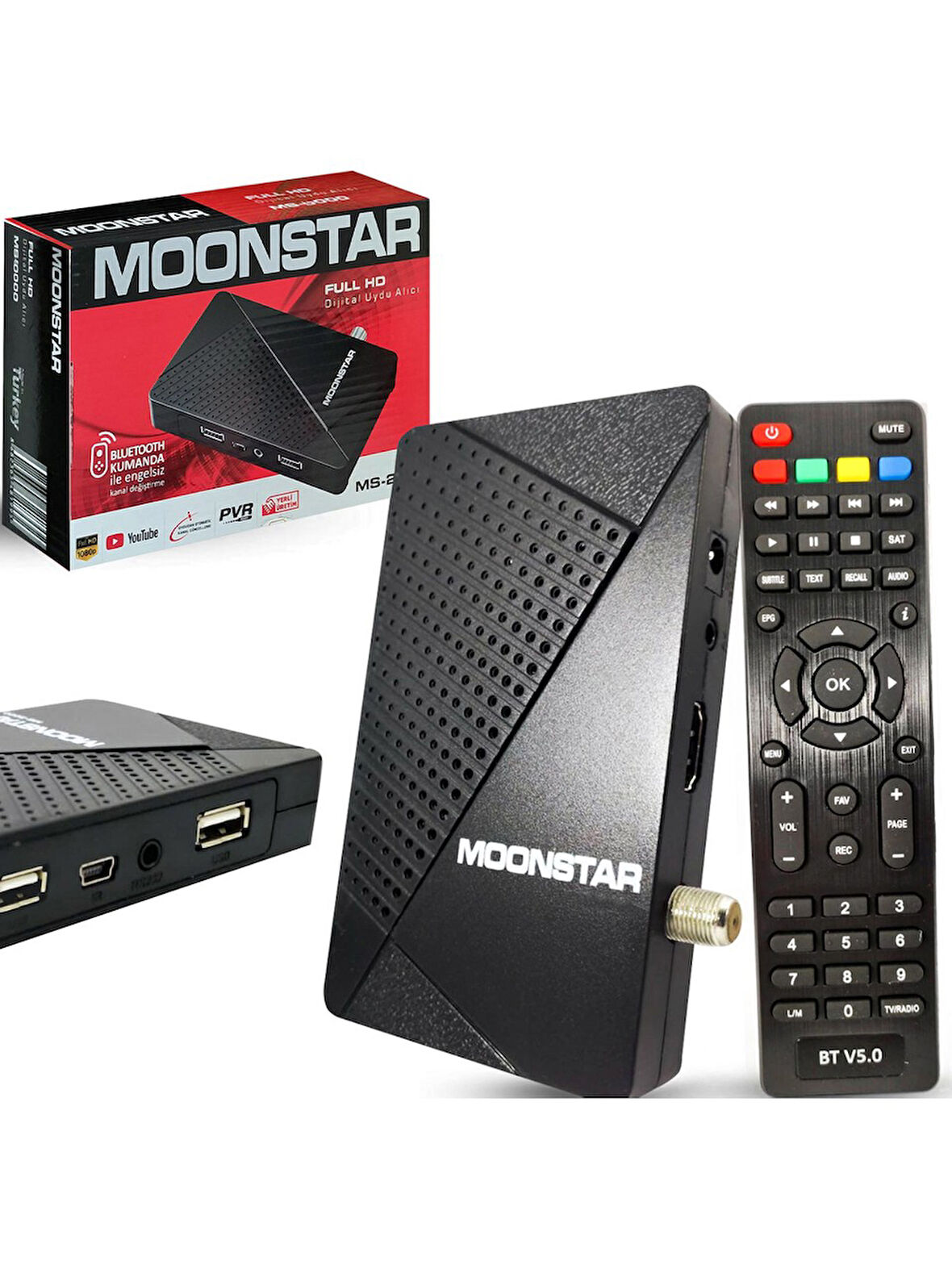 MOONSTAR MS-2000 UYDU ALICI MİNİ FULL HD Bluetooth Kumanda  YOUTUBE IPTV