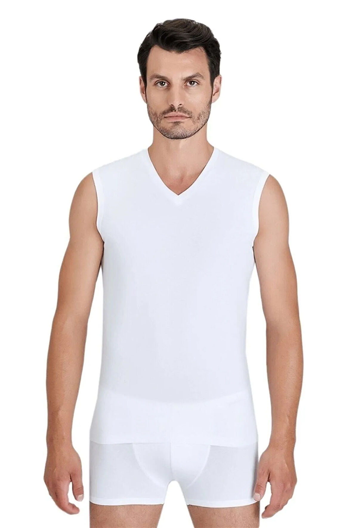 Erkek Beyaz Francesco V Yaka t-shirt