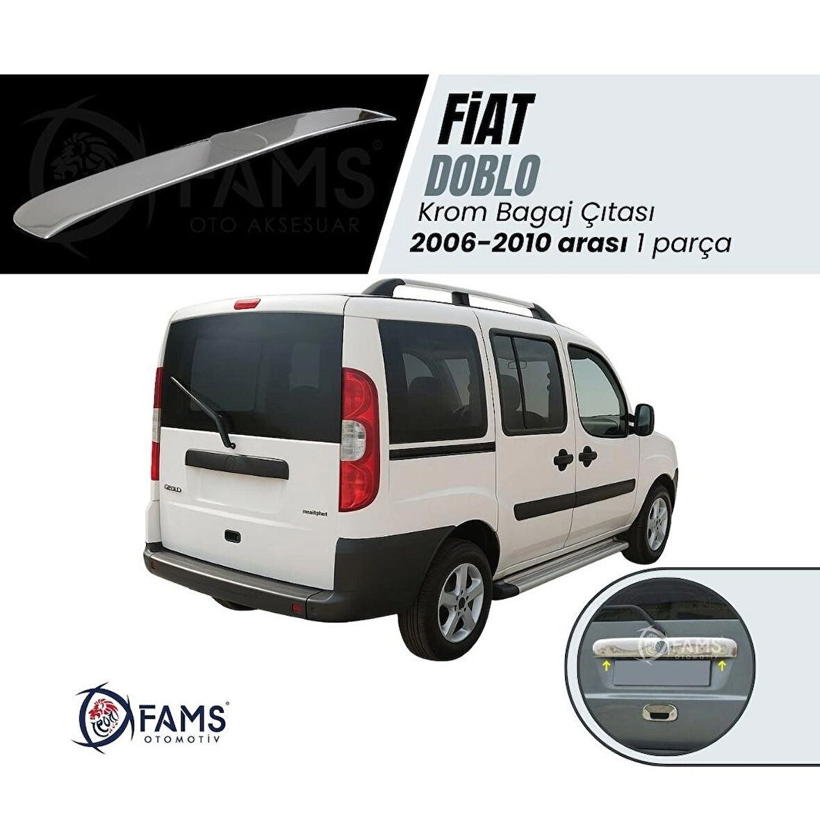 Fiat Doblo Krom Bagaj Çıtası 2006-2010 Arası Paslanmaz Çelik