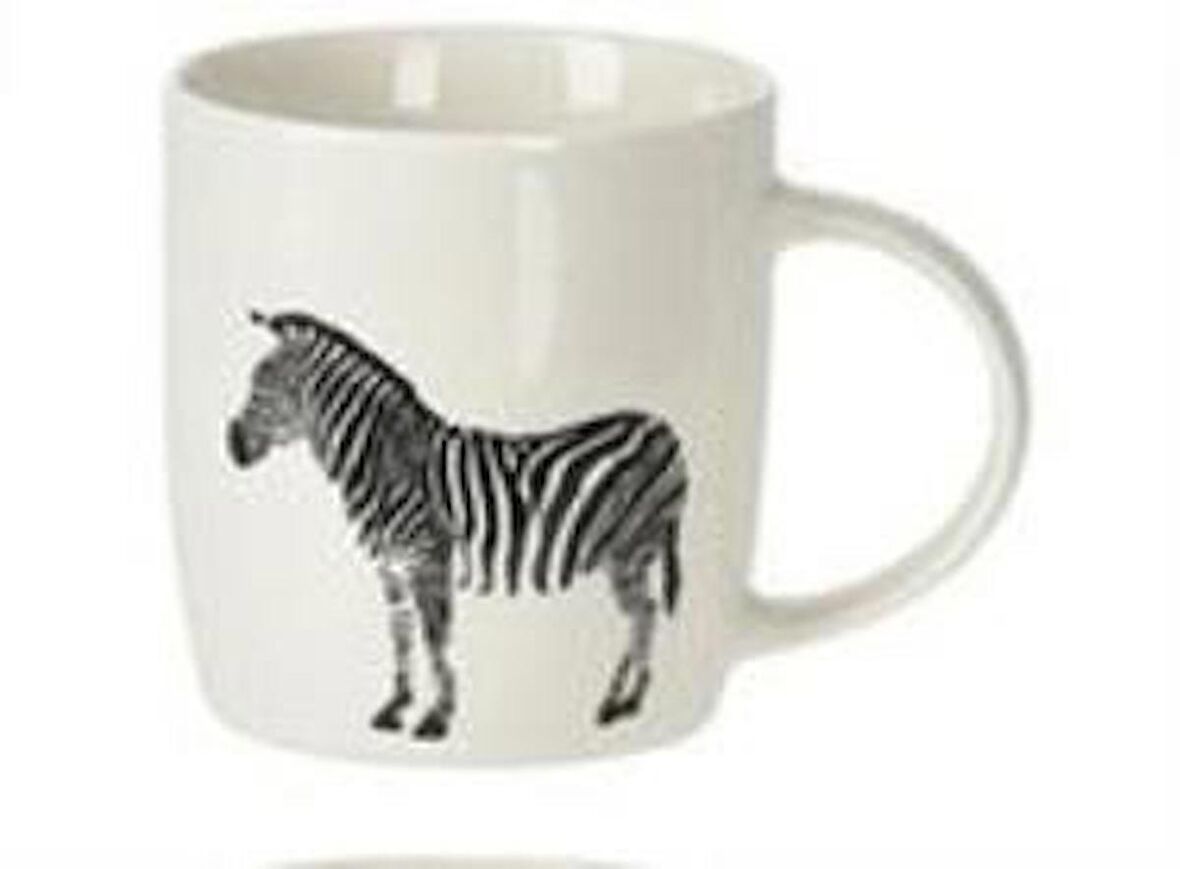 TANTİTONİ SIAKI SİYAH-BEYAZ HAYVANLI MUG ZEBRA 350 ML