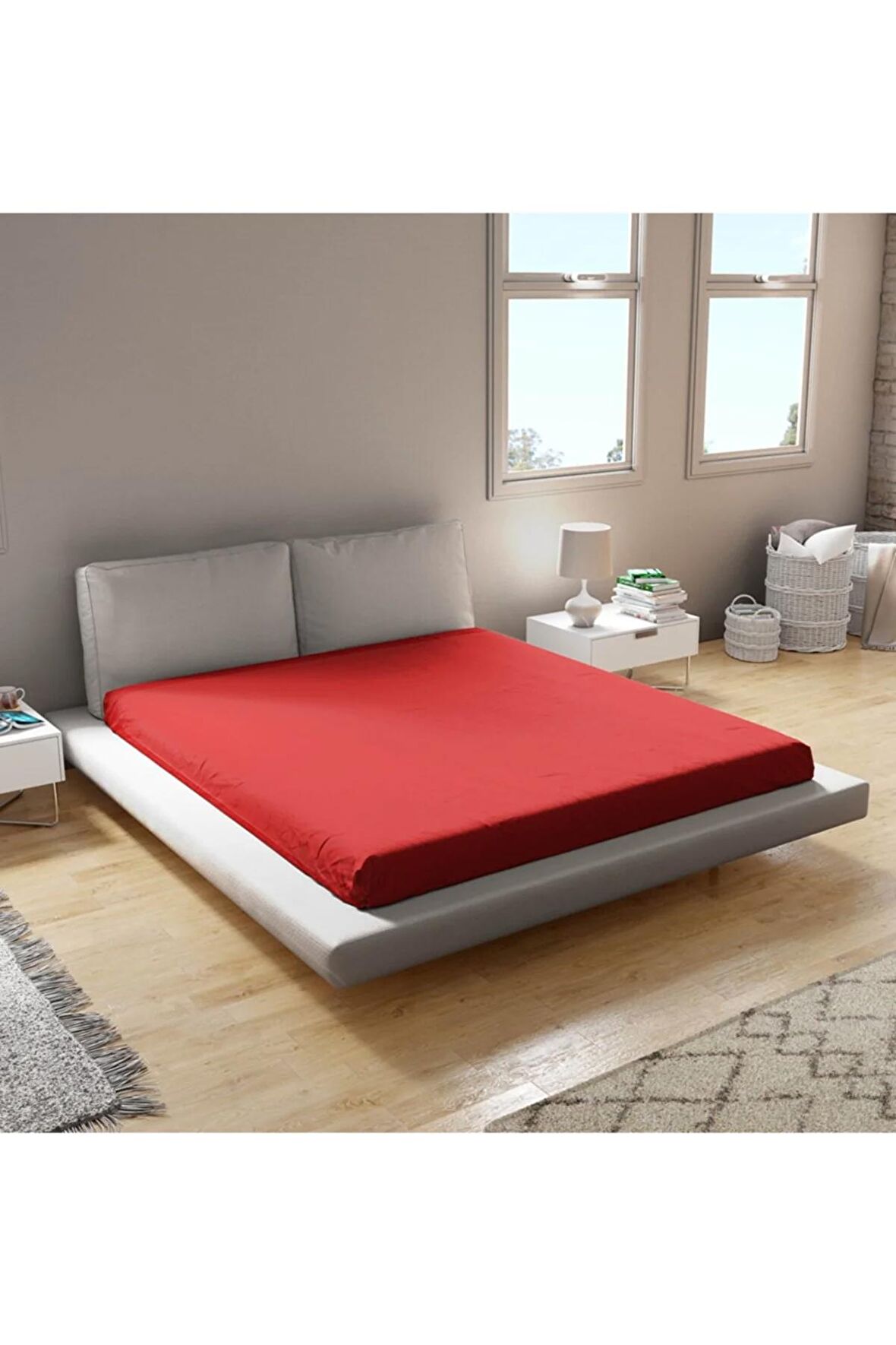 Penye Lastikli Çarşaf %100 Pamuk Tek Çift Battal Boy 100*200cm Bordo Renk