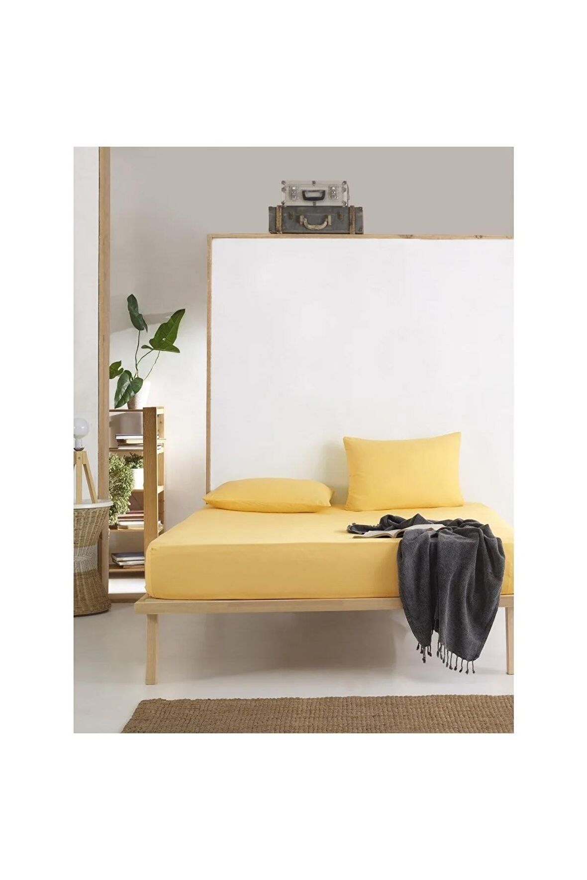 Çift Kişilik 160x200 Sarı Ranforce Lastikli Fitted Çarşaf Takımı