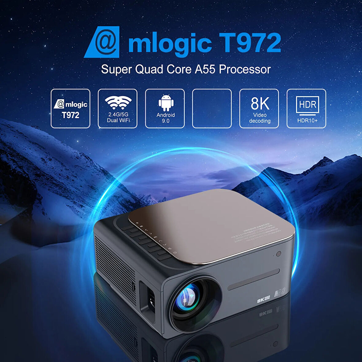 LED 8K LCD LED Projeksiyon 8K Desteği 4K 1080p Çözünürlük Android 9 TV 5G Wi-Fi Bluetooth 5.0 12000 Lümen 300