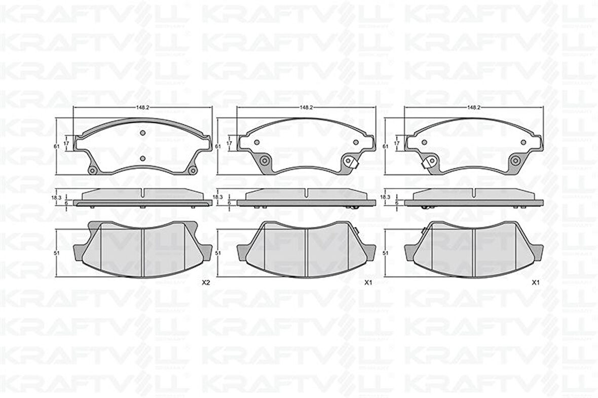 Opel On Fren Balatası 15 İnch Astra J Cruze Aveo T300 - Kraftvoll 07010330