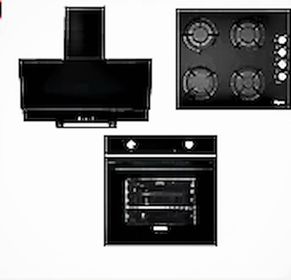 Alpina Siyah Statik Cam Ankastre Set