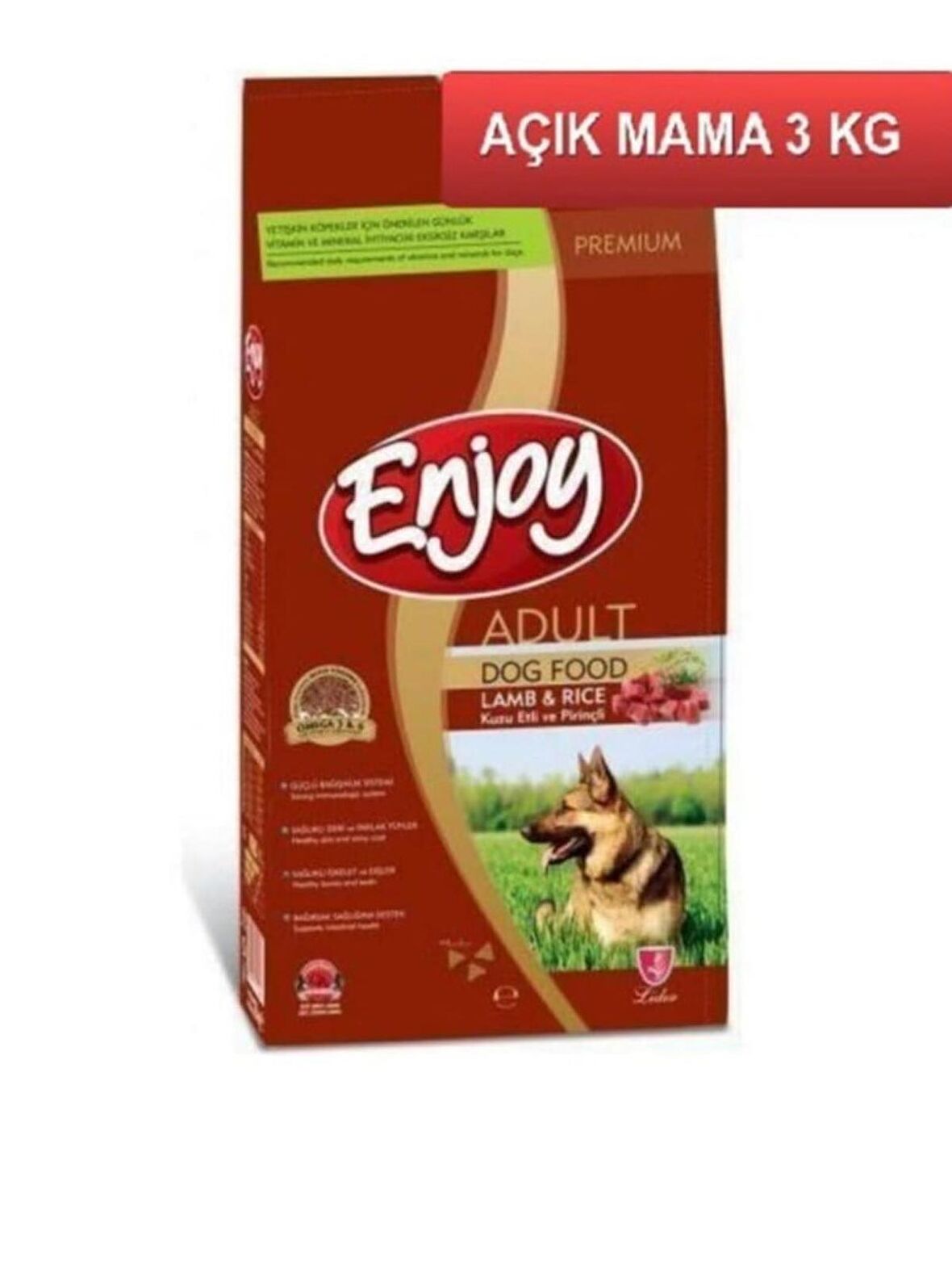 Enjoy Kuzu Etli ve Pirinçli Yetişkin Köpek Maması 3 KG