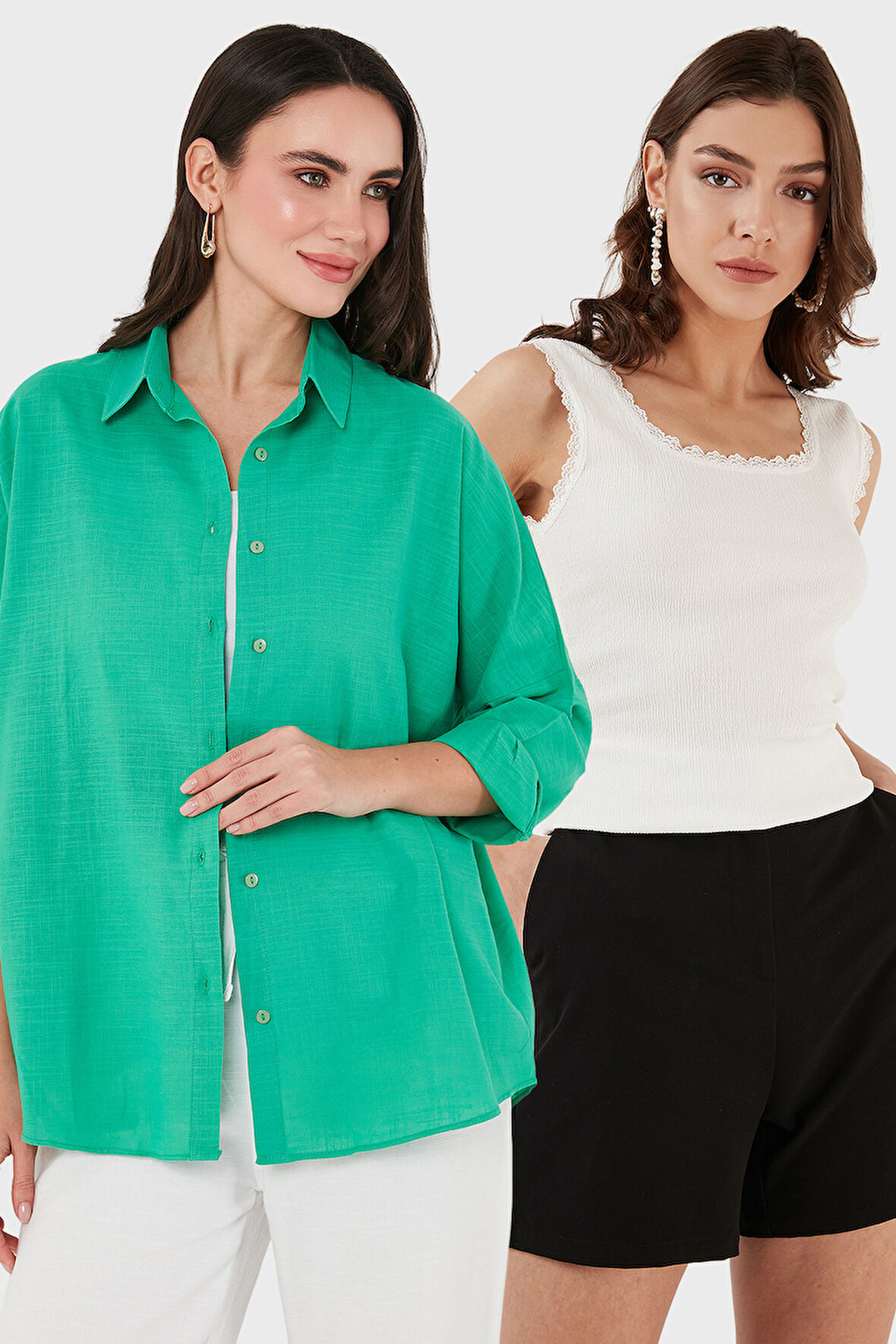 Lela Kadın Gömlek-Atlet Set 67810014979S2