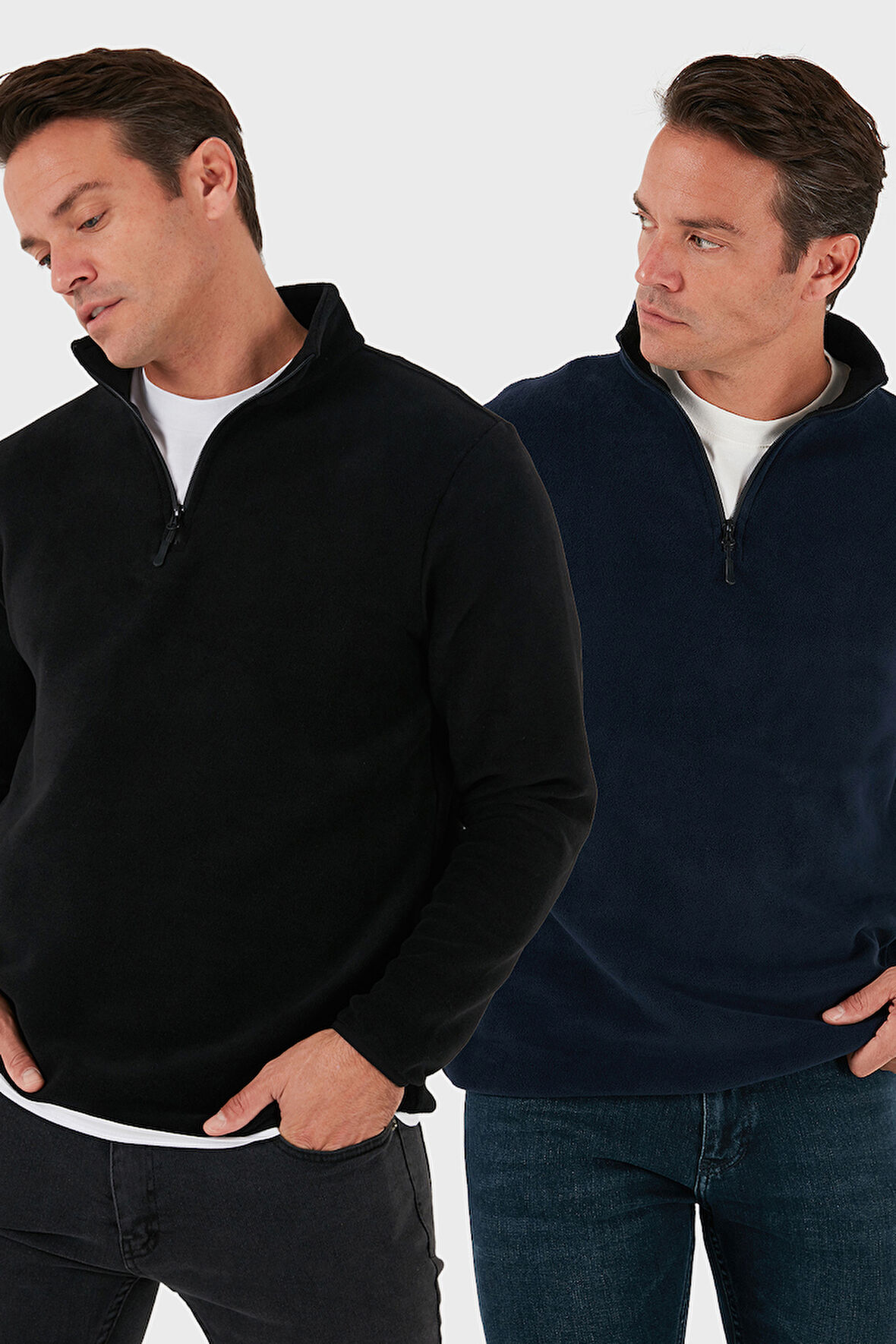 Buratti Slim Fit Yarım Fermuarlı Dik Yaka Soğuk Geçirmez 2'li Paket Polar Erkek POLAR 5906003S2