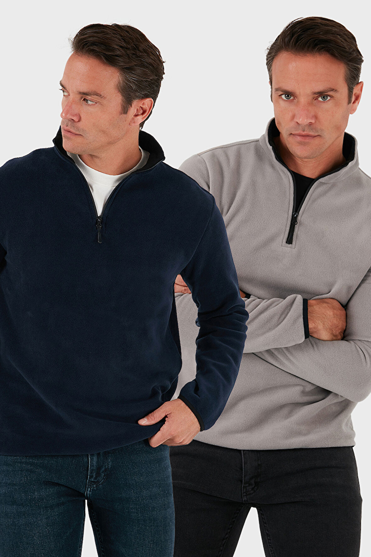 Buratti Slim Fit Yarım Fermuarlı Dik Yaka Soğuk Geçirmez 2'li Paket Polar Erkek POLAR 5906003S2