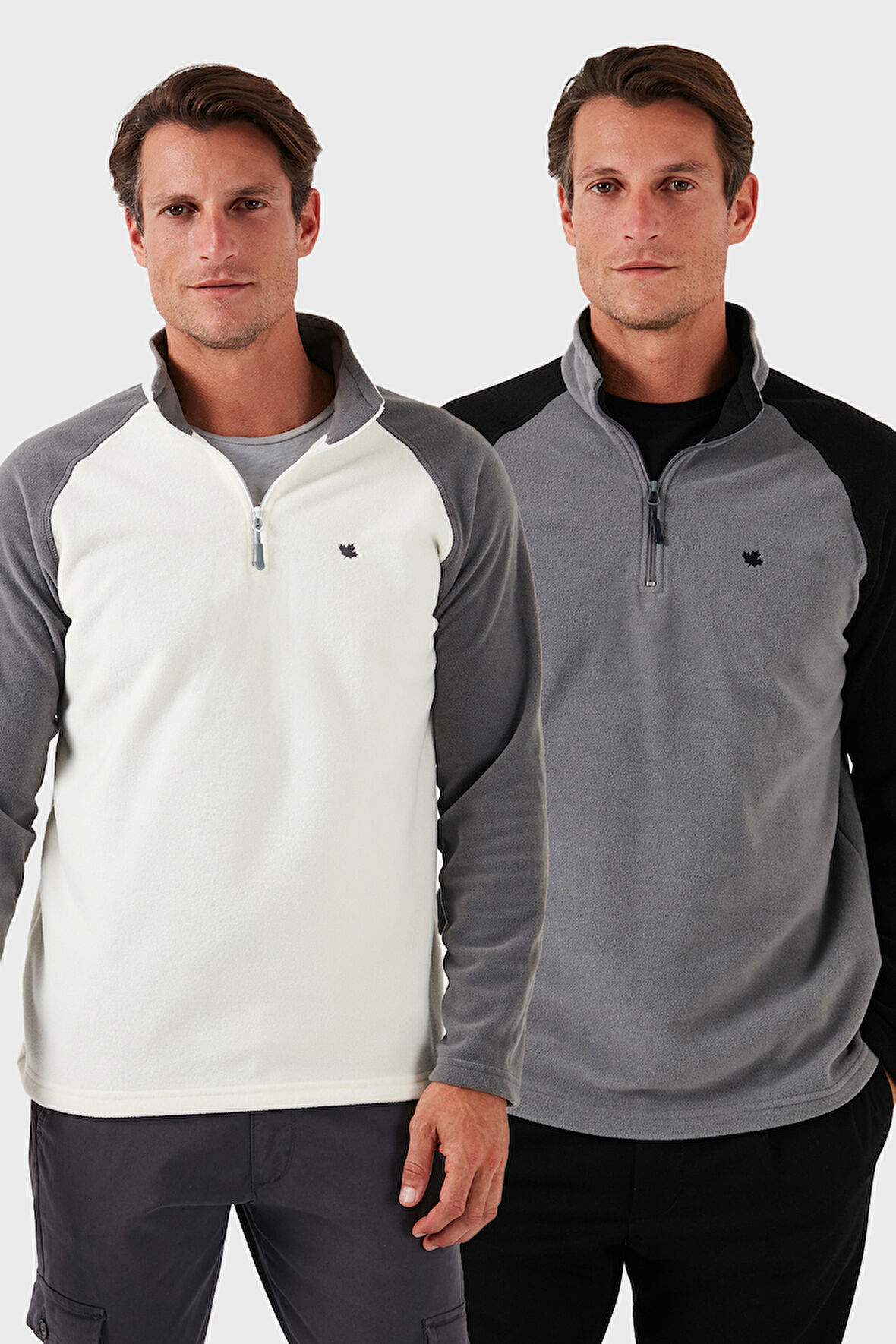 Buratti Slim Fit Yarım Fermuarlı Soğuk Geçirmez Şardonlu 2'li Paket Polar Erkek POLAR 5906055S2