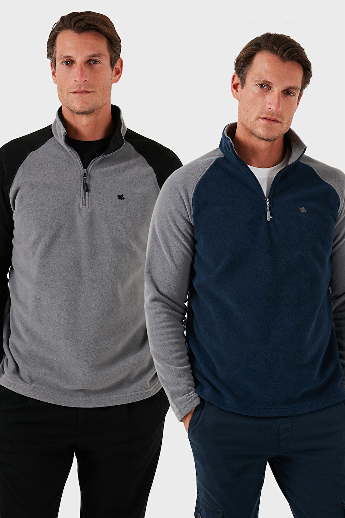 Buratti Slim Fit Yarım Fermuarlı Soğuk Geçirmez Şardonlu 2'li Paket Polar Erkek POLAR 5906055S2