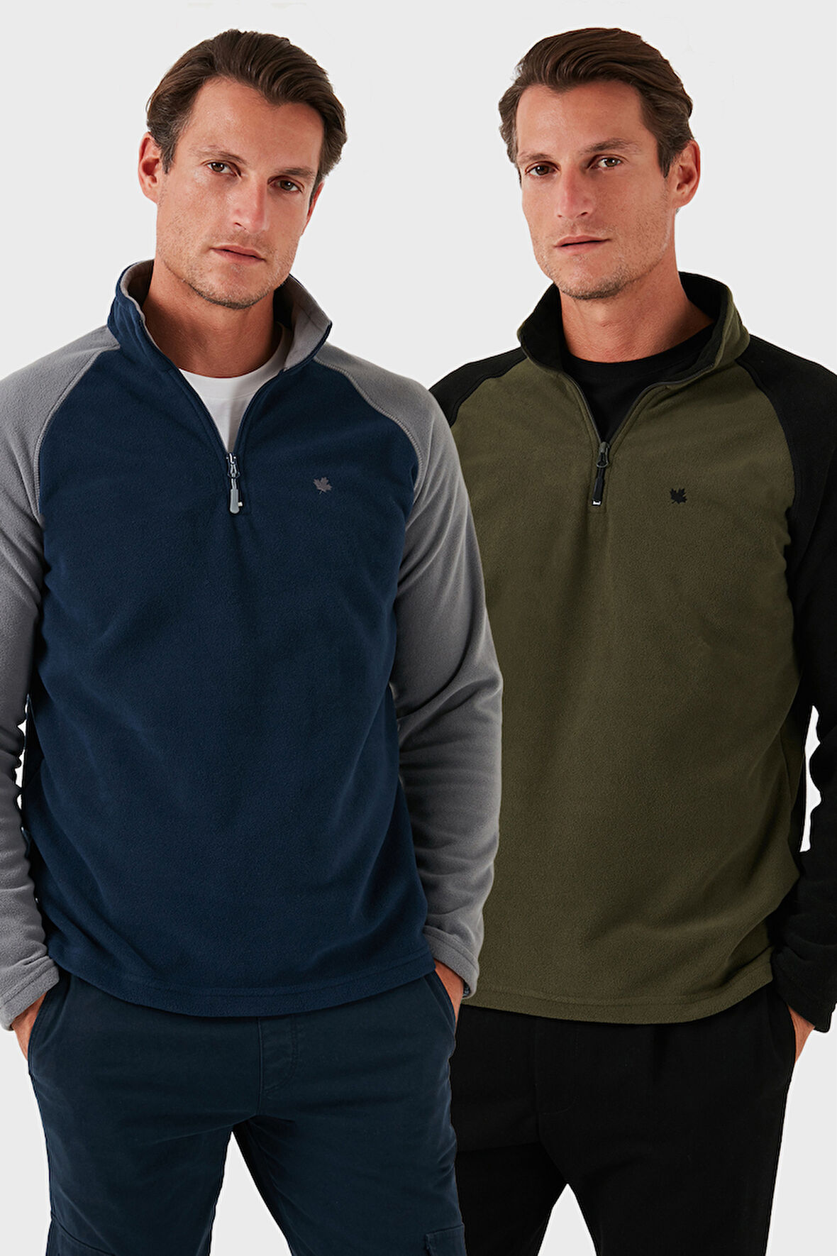 Buratti Slim Fit Yarım Fermuarlı Soğuk Geçirmez Şardonlu 2'li Paket Polar Erkek POLAR 5906055S2