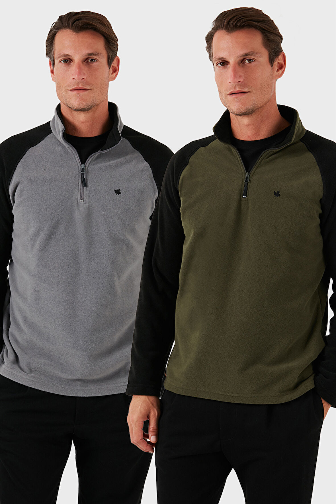 Buratti Slim Fit Yarım Fermuarlı Soğuk Geçirmez Şardonlu 2'li Paket Polar Erkek POLAR 5906055S2