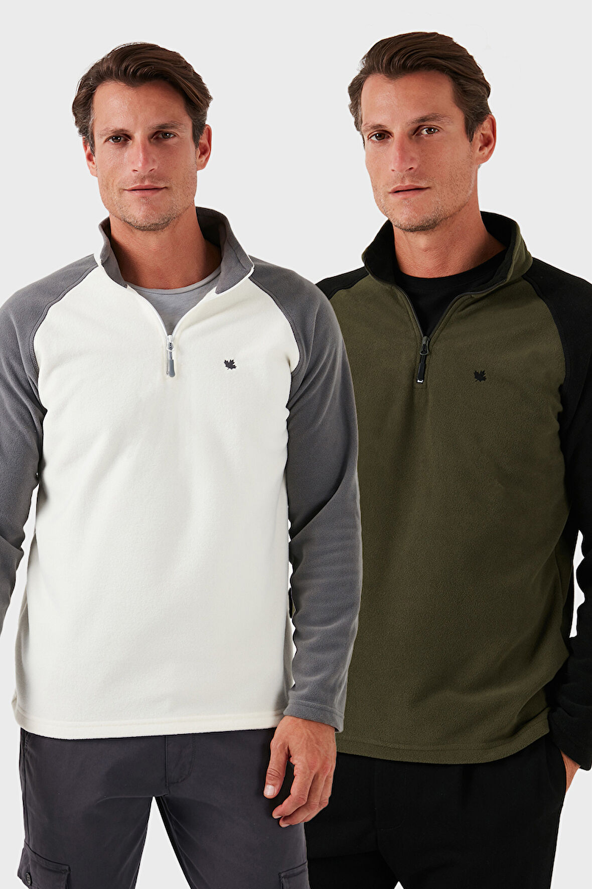 Buratti Slim Fit Yarım Fermuarlı Soğuk Geçirmez Şardonlu 2'li Paket Polar Erkek POLAR 5906055S2