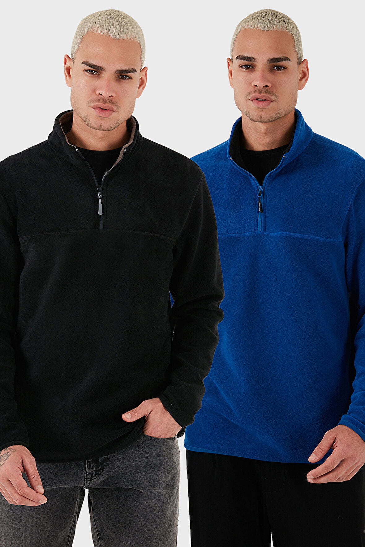 Buratti Regular Fit Anti-Pilling Tüylenme Yapmayan Dik Yaka Şardonlu 2'li Paket Polar Erkek POLAR 5896700S2