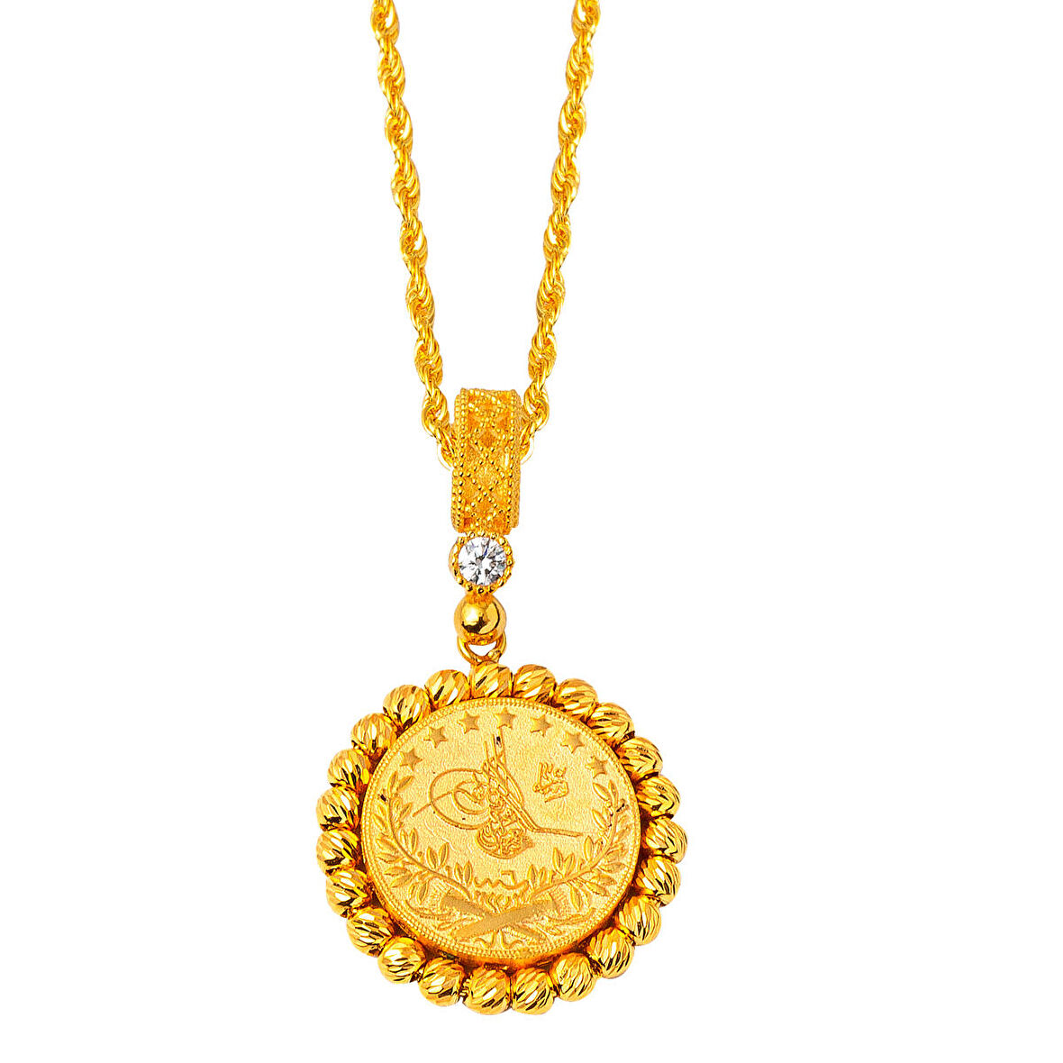 Tuğralı 14 Ayar Toplu Altın Kolye