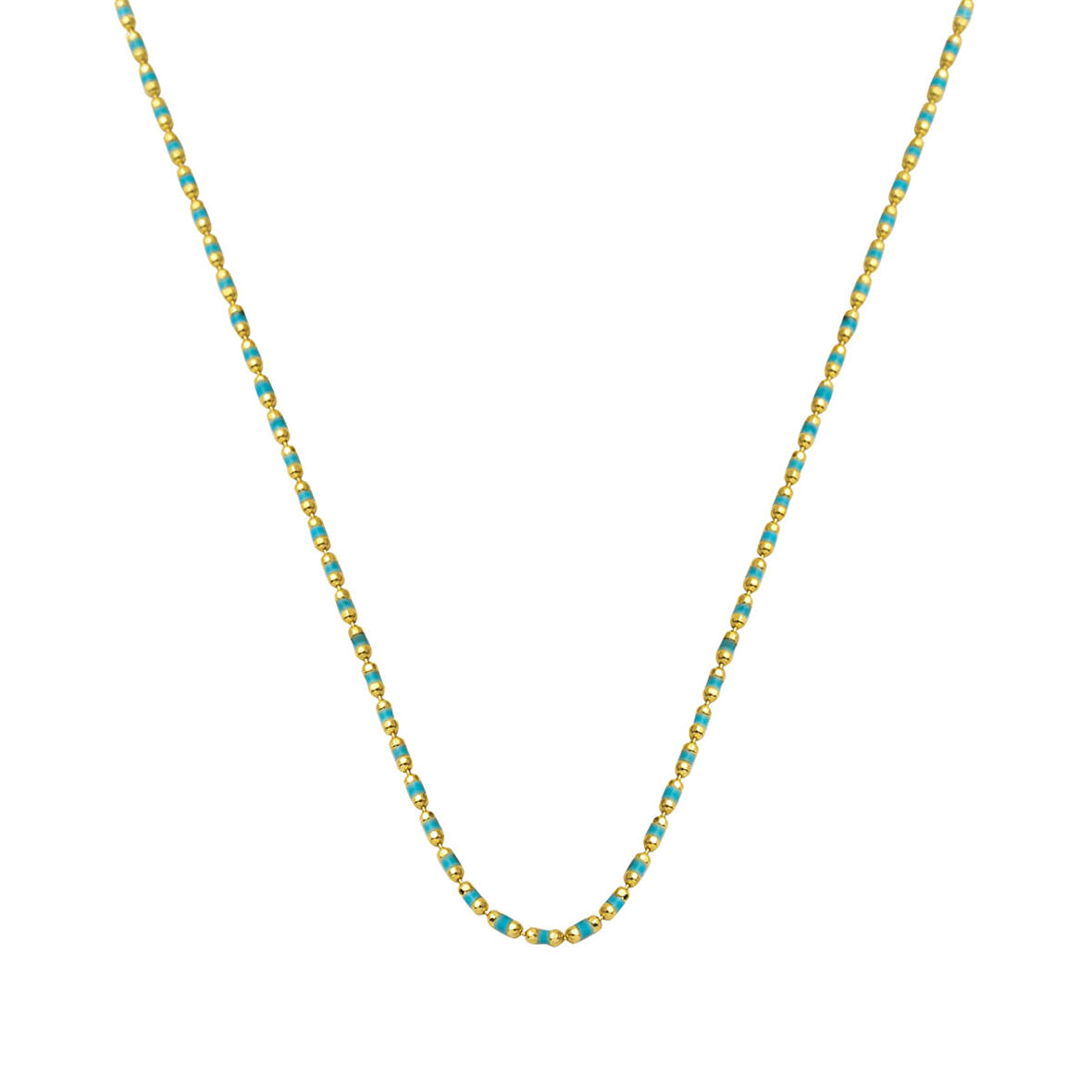 Turkuaz Mineli 14 Ayar Altın Zincir Kolye