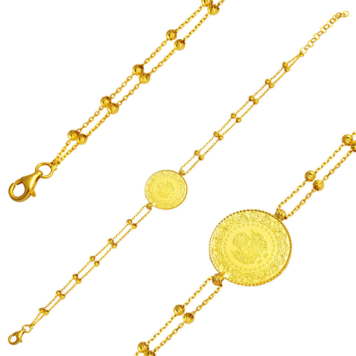 Çeyrek Altınlı 22 Ayar Top Zincirli Bileklik