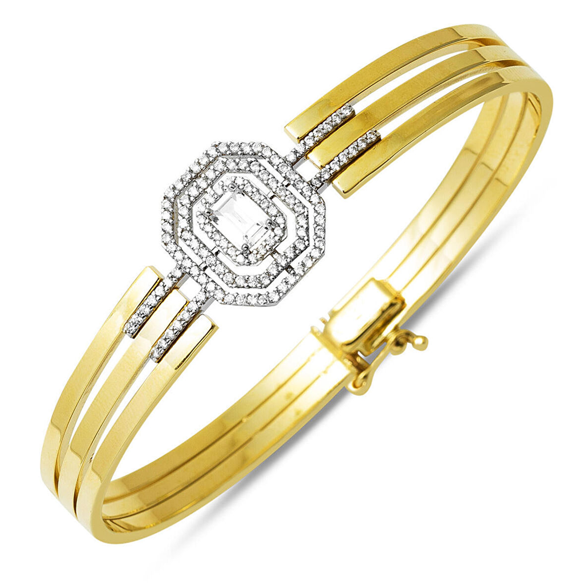 Baget 14 Ayar Altın Kaburga Kelepçe Bilezik