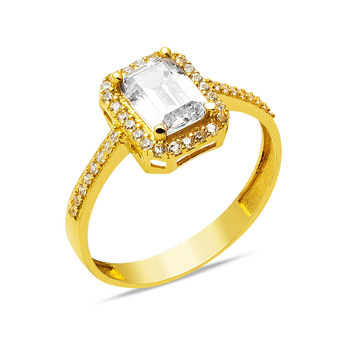 14 Ayar Altın Baget Taşlı Yüzük