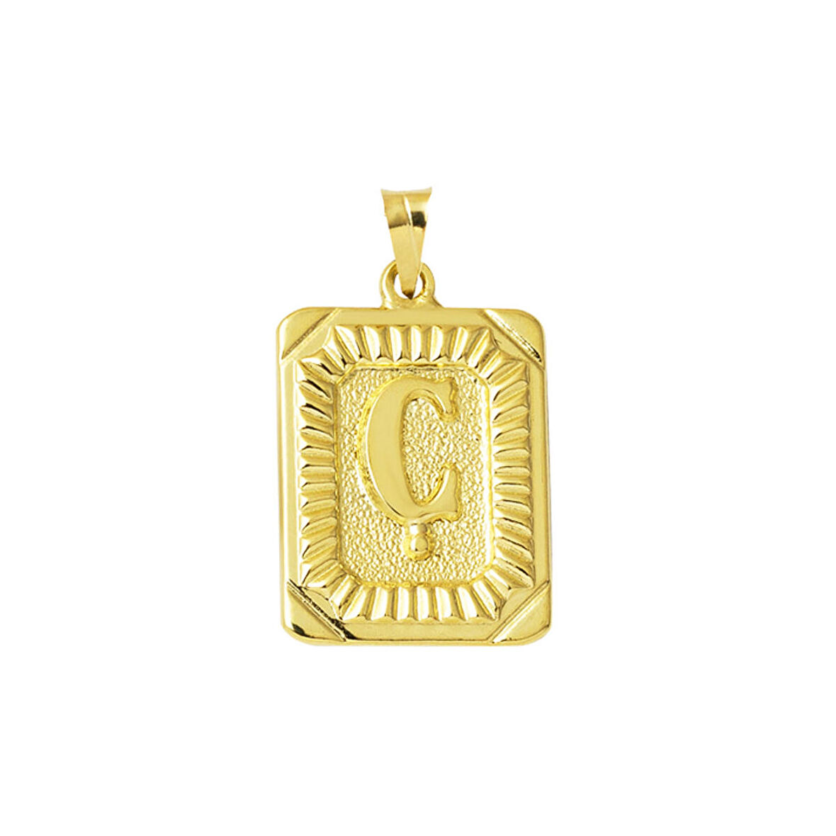 Kare Plakalı 14 Ayar Altın Ç Harf Kolye Ucu