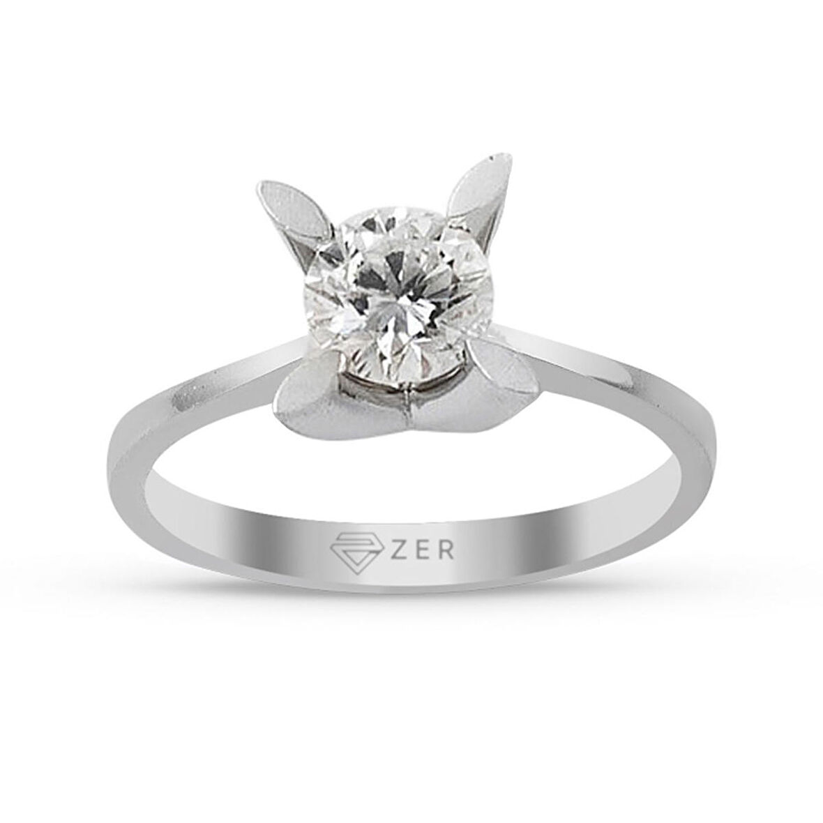 H Renk 0,25 Karat Badem Tırnak Tektaş Pırlanta Yüzük