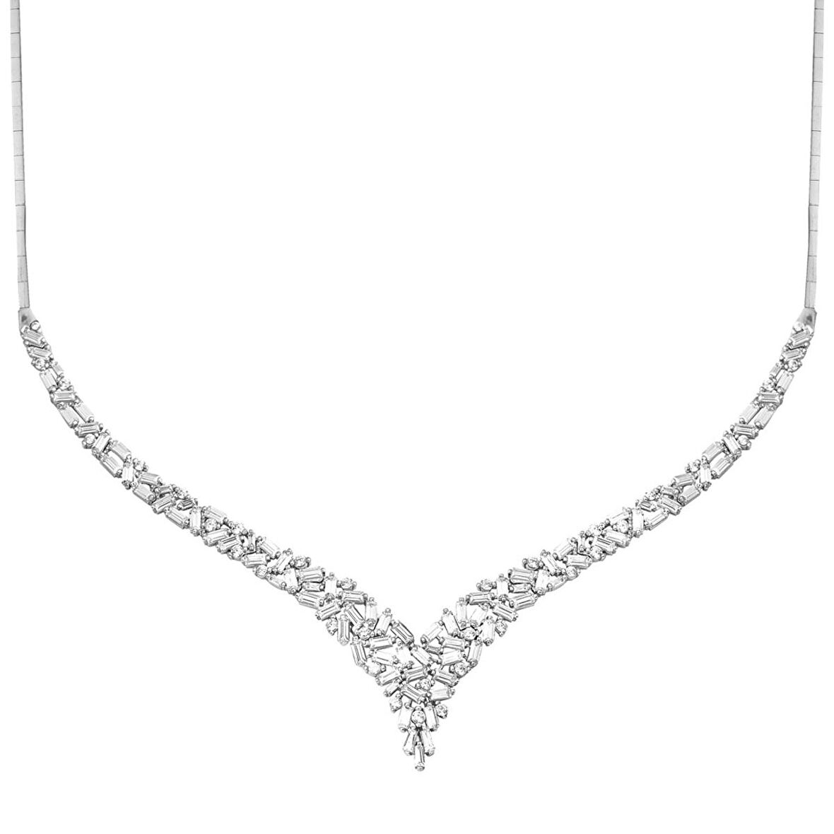 Minik Bagetler Beyaz Altın 14 Ayar Gerdanlık Kolye