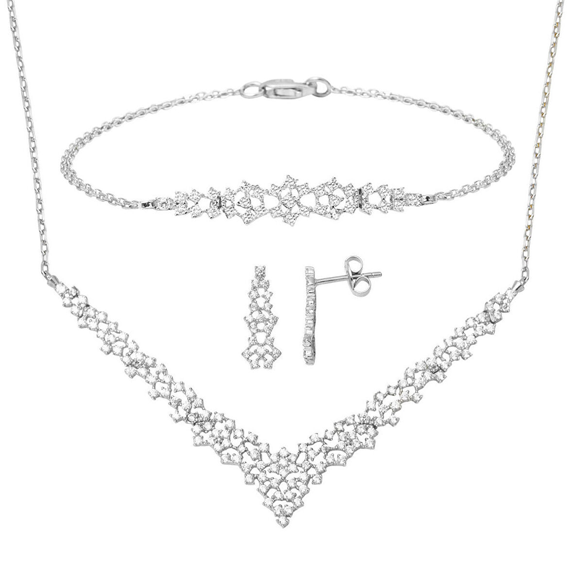 Minimal Tasarım 14 Ayar Beyaz Altın Nişan Seti