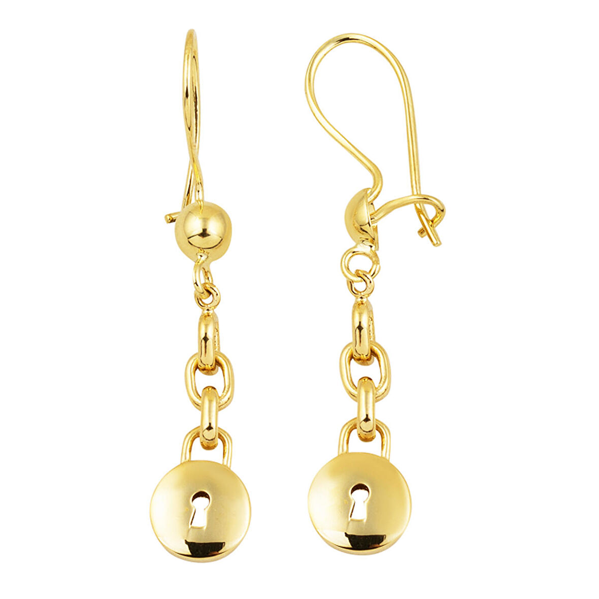 14 Ayar Yuvarlak Kilit Sallantılı Altın Küpe