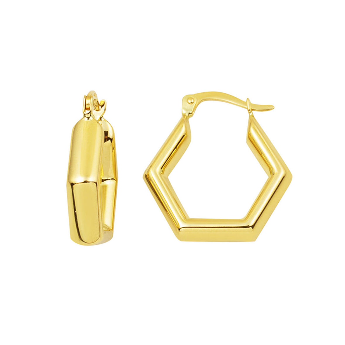 Köşeli 14 Ayar Bombeli Altın Halka Küpe