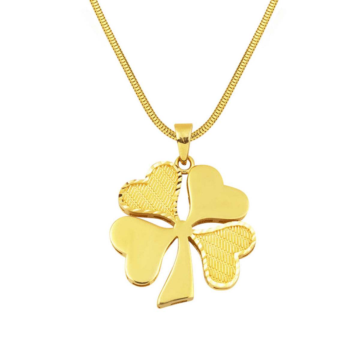 Hasır Desenli Yoncalı 14 Ayar Altın Kolye