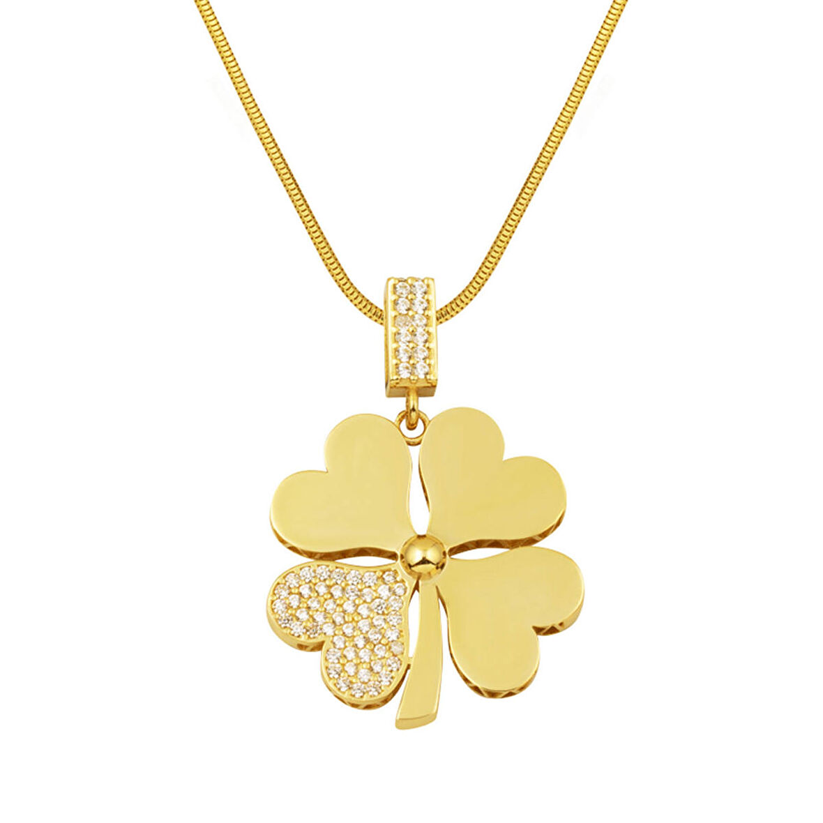 Yonca 14 Ayar Altın Kolye Büyük boy