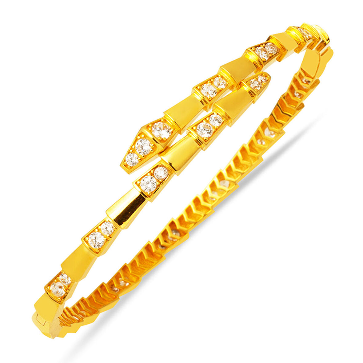 Yılan Model 22 Ayar Kelepçe Altın Bilezik